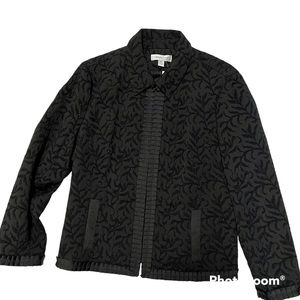 Cold Water Creek Black  Shimmer Jacquard Women’s Jacket  Pointed CollarBeautiful